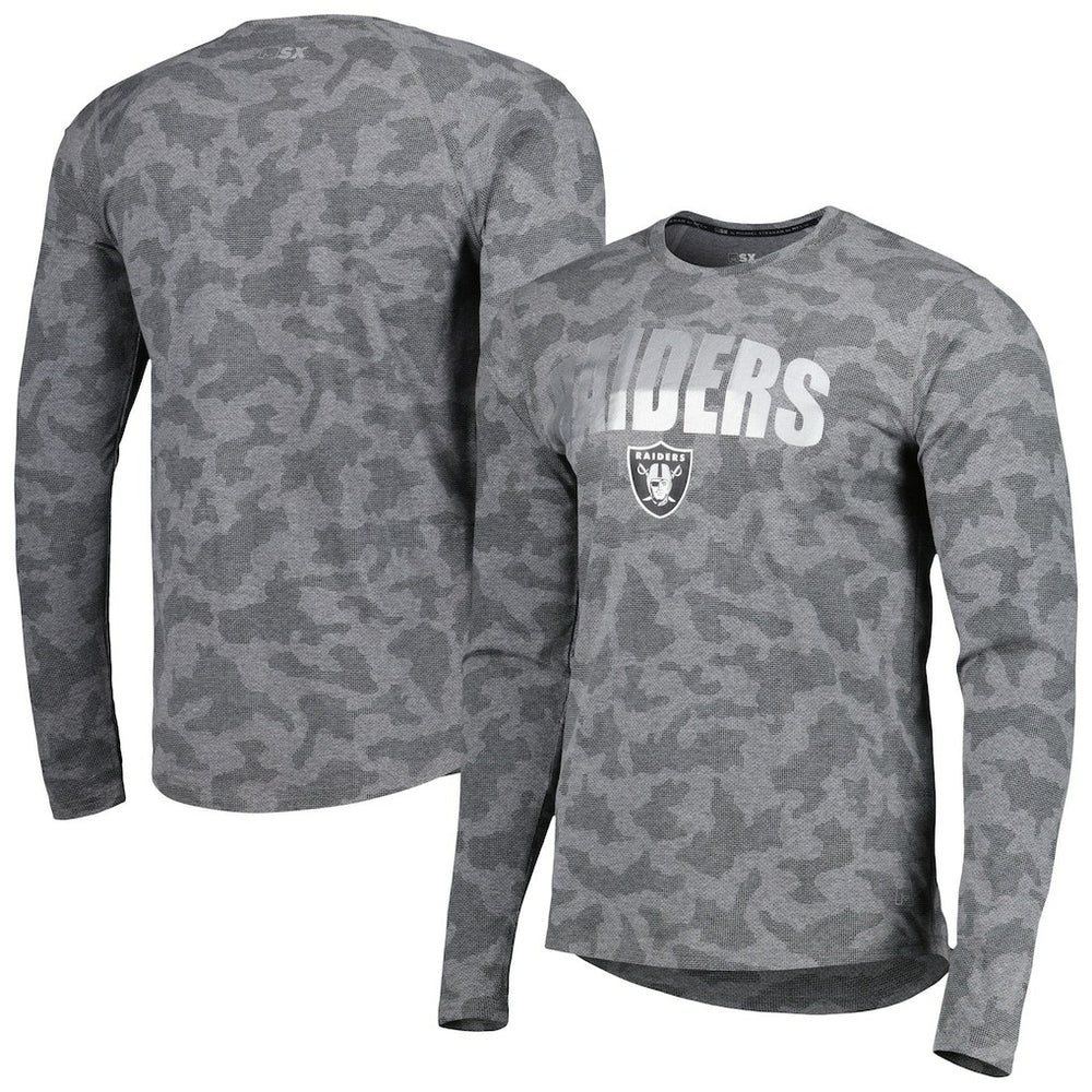 Las Vegas Raiders MSX by Michael Strahan Performance Camo Long Sleeve T-Shirt - Black T-shirts