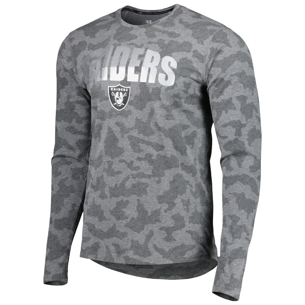 Las Vegas Raiders MSX by Michael Strahan Performance Camo Long Sleeve T-Shirt - Black T-shirts