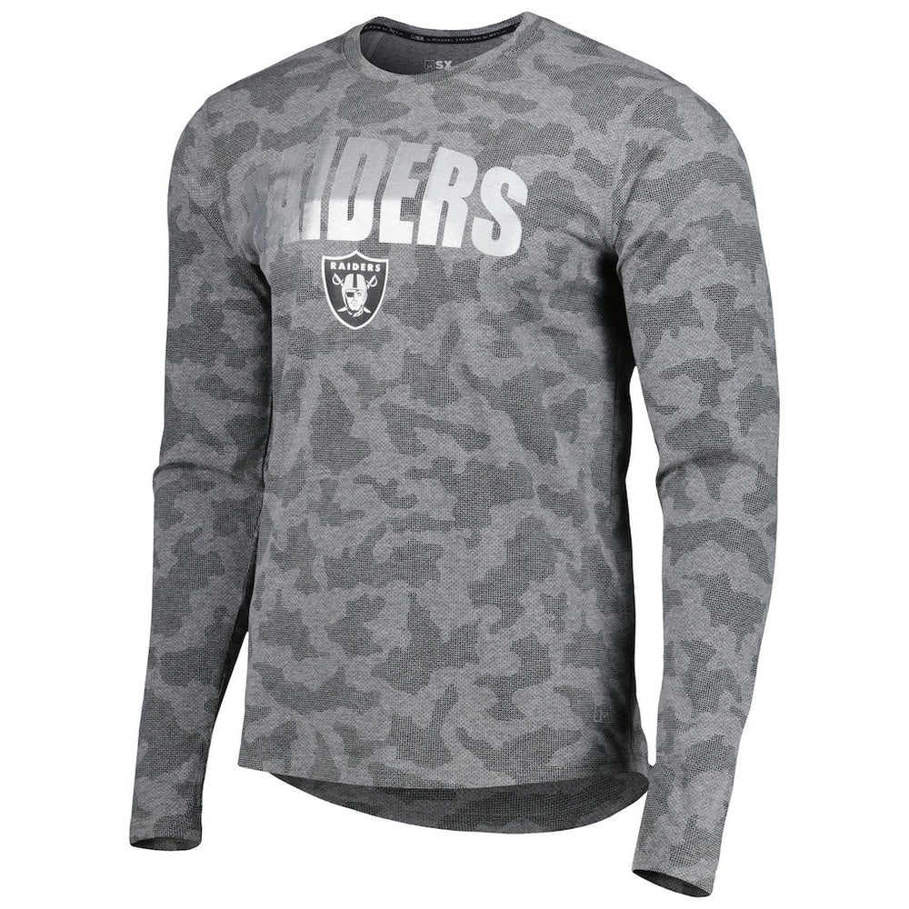 Las Vegas Raiders MSX by Michael Strahan Performance Camo Long Sleeve T-Shirt - Black T-shirts