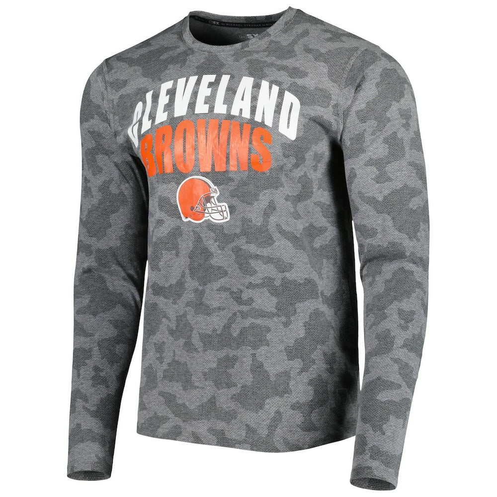 Cleveland Browns MSX by Michael Strahan Performance Camo Long Sleeve T-Shirt - Black T-shirts