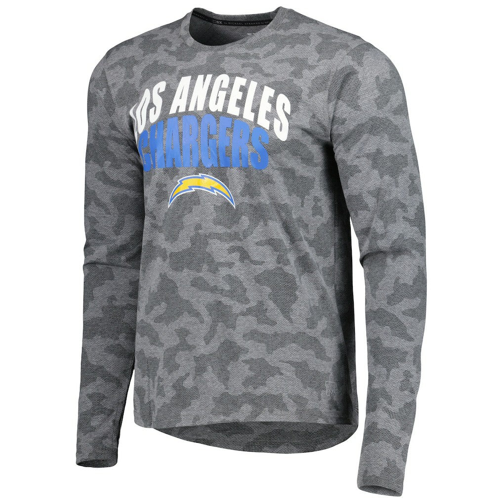 Los Angeles Chargers MSX by Michael Strahan Performance Camo Long Sleeve T-Shirt - Black T-shirts