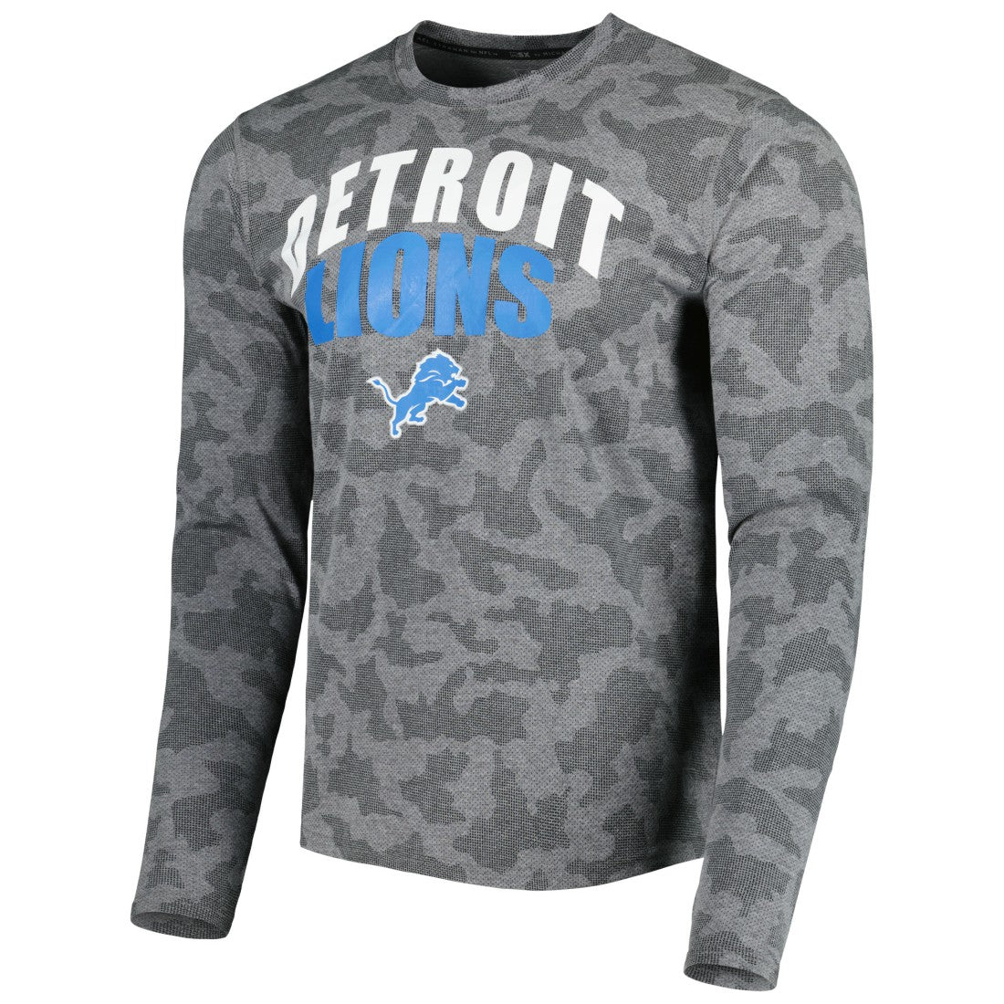Detroit Lions MSX by Michael Strahan Performance Camo Long Sleeve T-Shirt - Black T-shirts