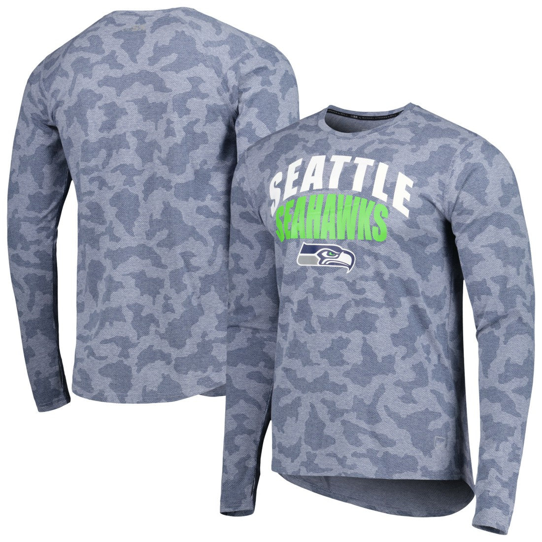 Seattle Seahawks MSX by Michael Strahan Performance Camo Long Sleeve T-Shirt - College Navy T-shirts