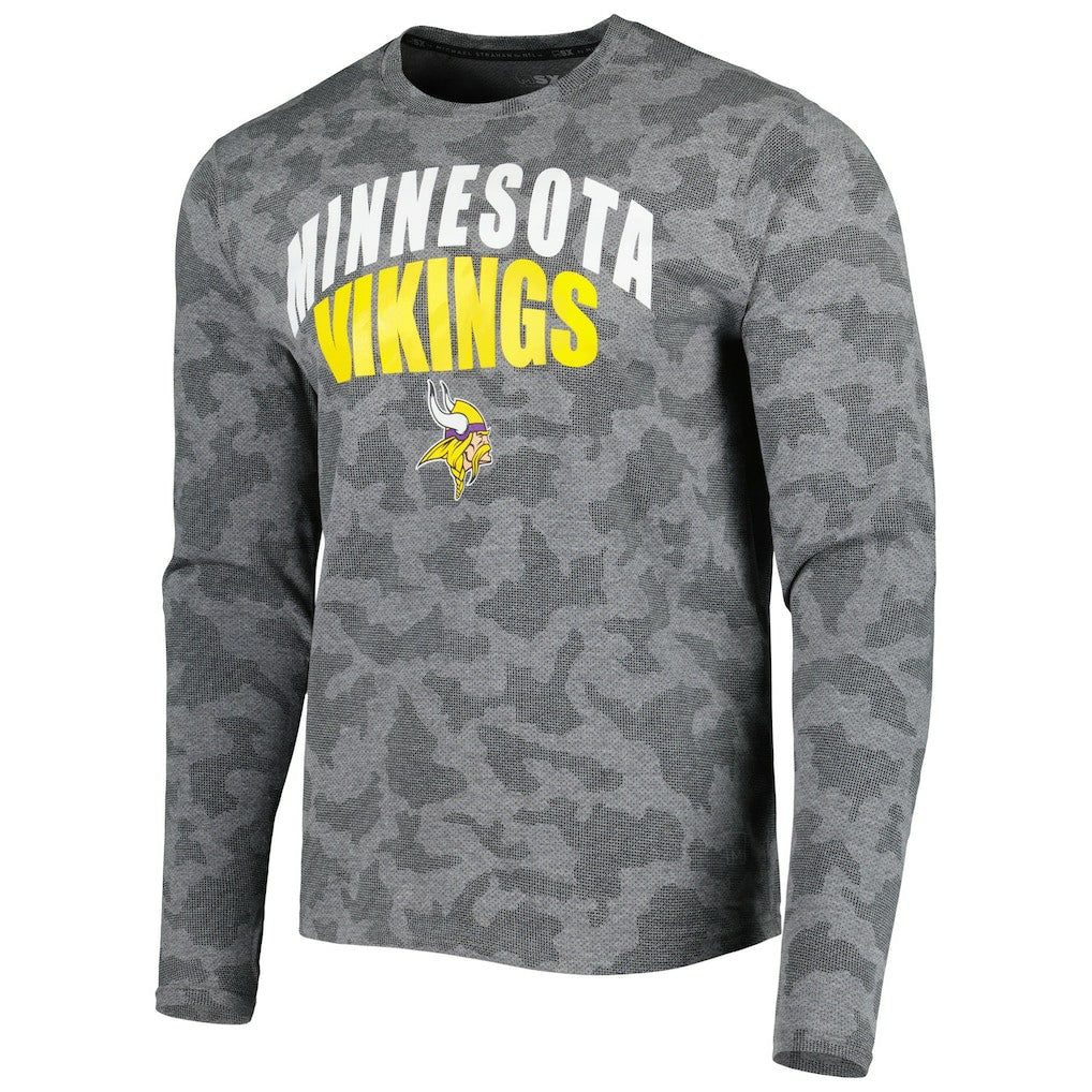 Minnesota Vikings MSX by Michael Strahan Performance Camo Long Sleeve T-Shirt - Black T-shirts