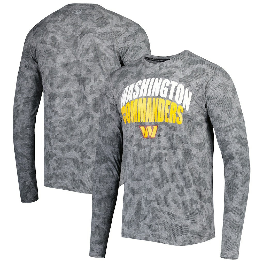 Washington Commanders MSX by Michael Strahan Performance Camo Long Sleeve T-Shirt - Black T-shirts