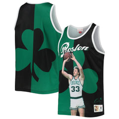 Larry Bird Boston Celtics Sublimated Player Tank Top Kelly Green/Black - Mitchell & Ness