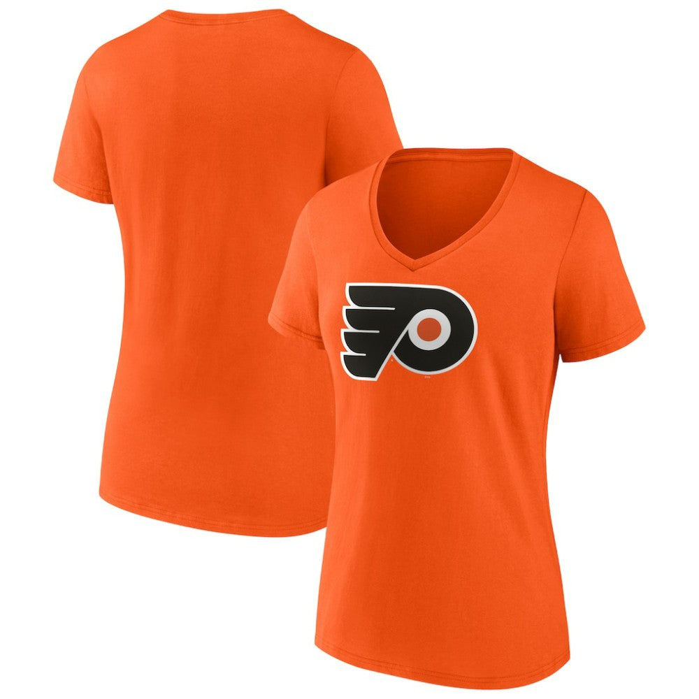 Philadelphia Flyers Fanatics Women's Primary Logo Team V-Neck T-Shirt - Orange | US 4895310