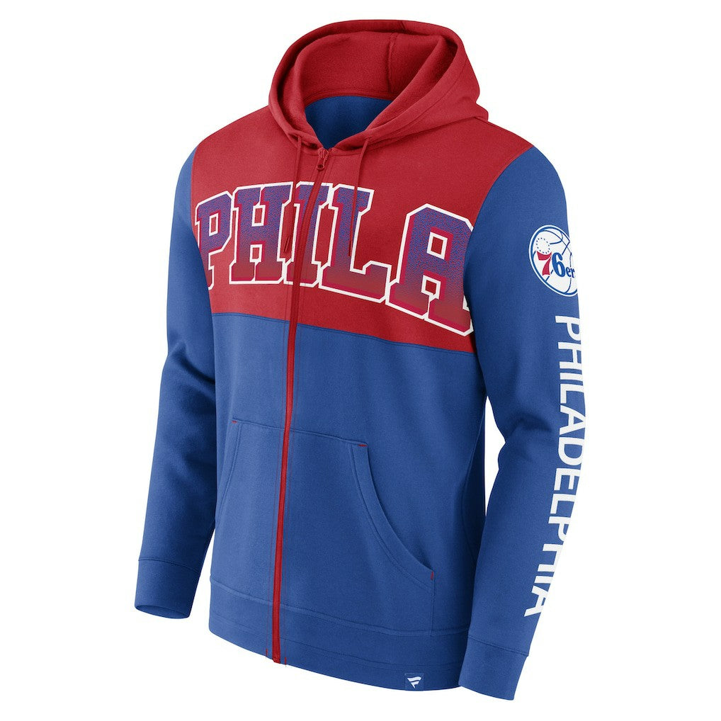 Philadelphia 76ers Skyhook Colorblock Full-Zip Hoodie Royal/Red - Fanatics