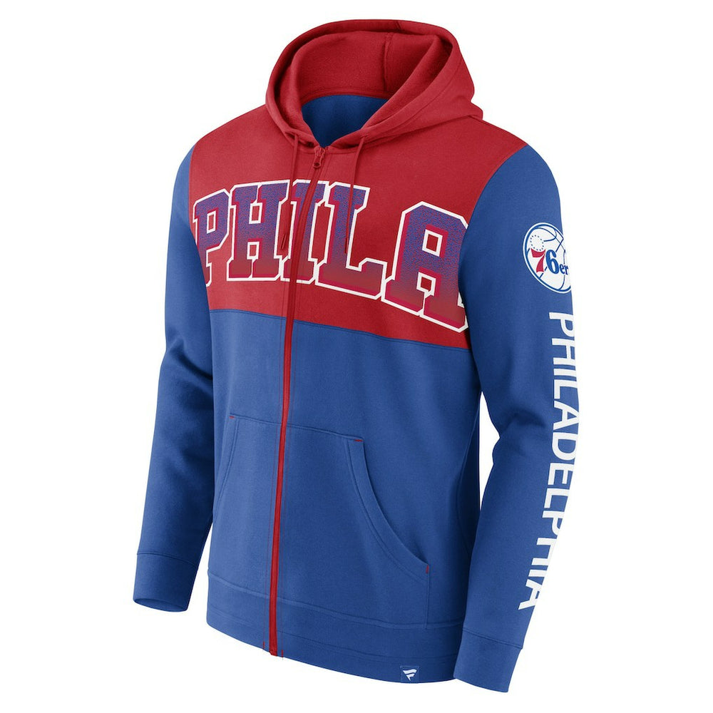 Philadelphia 76ers Skyhook Colorblock Full-Zip Hoodie Royal/Red - Fanatics