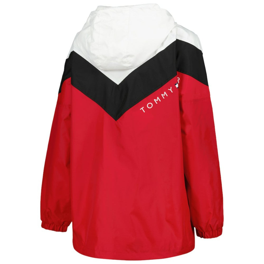Chicago Blackhawks Tommy Hilfiger Women's Staci Half-Zip Windbreaker Jacket - Black/Red | US 4897621