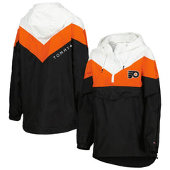 Philadelphia Flyers Tommy Hilfiger Women's Staci Half-Zip Windbreaker Jacket - Orange/Black | US 4897623