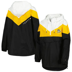 Pittsburgh Penguins Tommy Hilfiger Women's Staci Half-Zip Windbreaker Jacket - Black/Gold | US 4897625