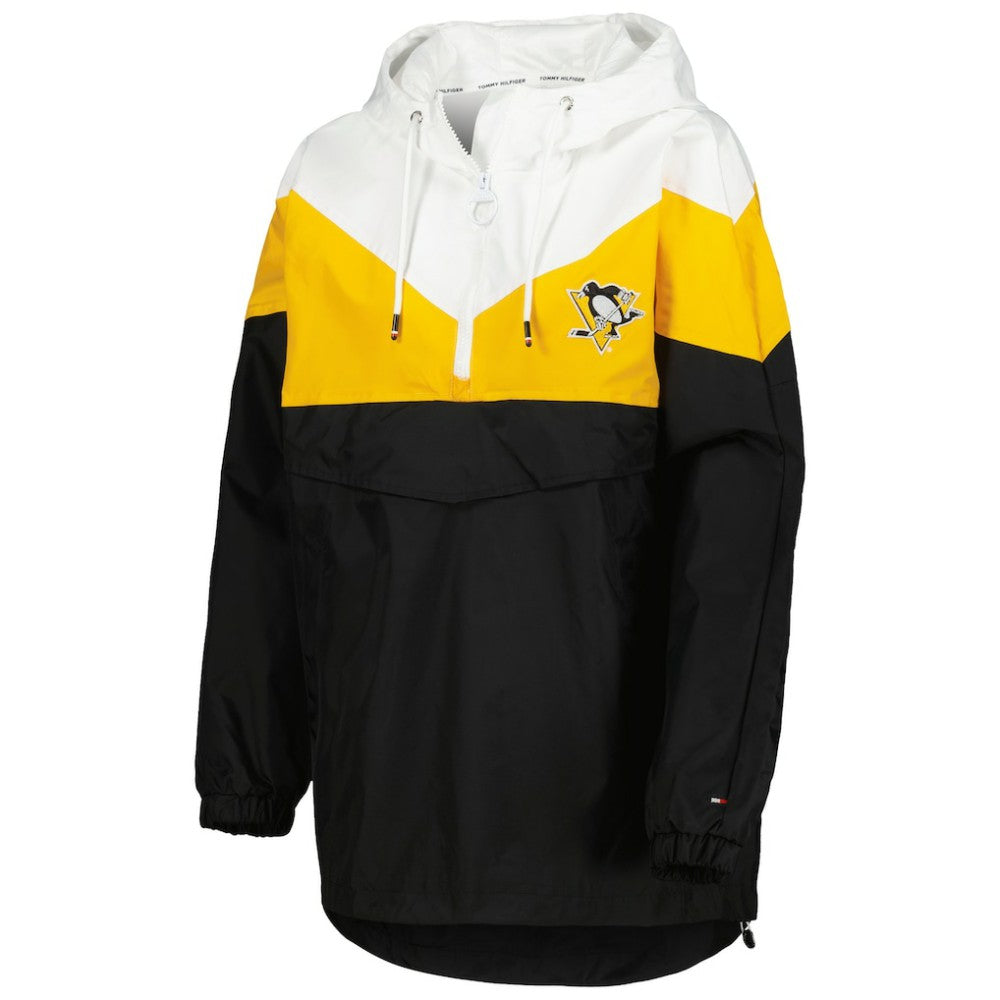 Pittsburgh Penguins Tommy Hilfiger Women's Staci Half-Zip Windbreaker Jacket - Black/Gold | US 4897625