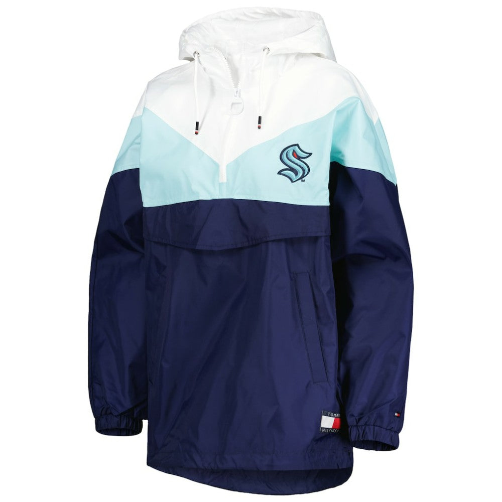 Seattle Kraken Tommy Hilfiger Women's Staci Half-Zip Windbreaker Jacket - Blue/Deep Sea Blue | US 4897628