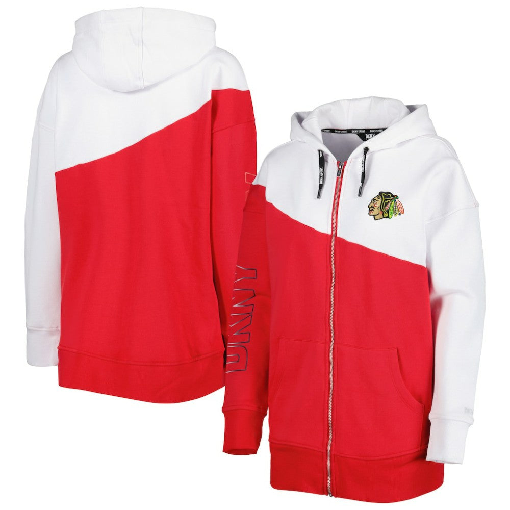 Chicago Blackhawks DKNY Sport Women's Gina Full-Zip Hoodie - Red/White | US 4897694