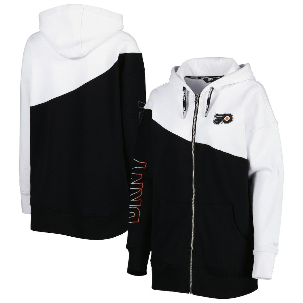 Philadelphia Flyers DKNY Sport Women's Gina Full-Zip Hoodie - Black/White | US 4897695