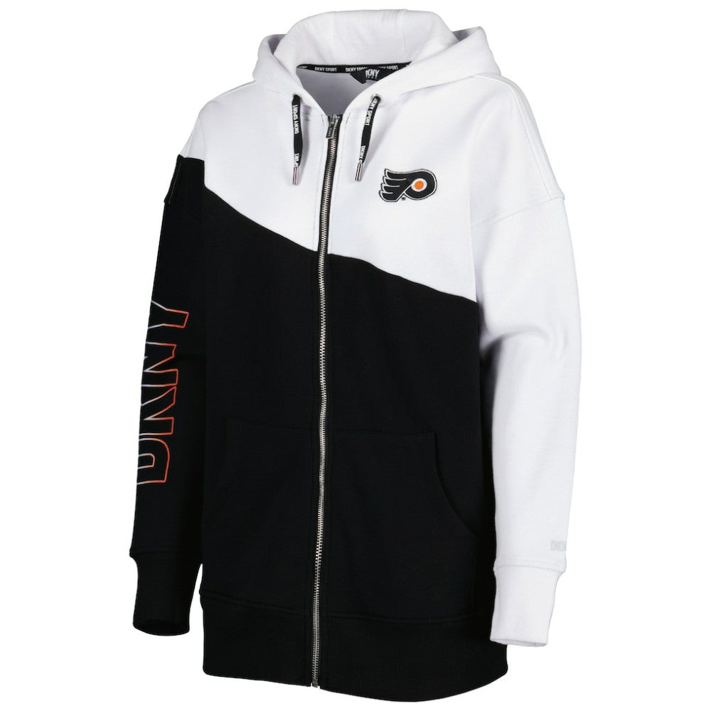 Philadelphia Flyers DKNY Sport Women's Gina Full-Zip Hoodie - Black/White | US 4897695
