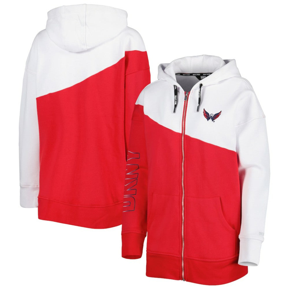 Washington Capitals DKNY Sport Women's Gina Full-Zip Hoodie - Red/White | US 4897702