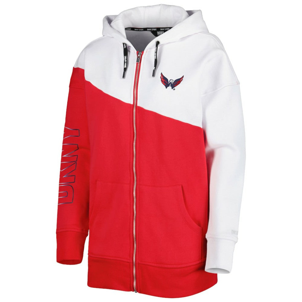 Washington Capitals DKNY Sport Women's Gina Full-Zip Hoodie - Red/White | US 4897702