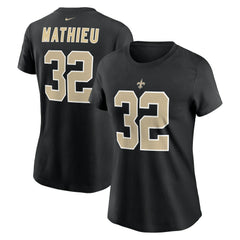 Tyrann Mathieu New Orleans Saints Women's Player Name & Number T-Shirt - Black T-shirts