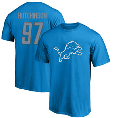 Aidan Hutchinson Detroit Lions Big & Tall Player Name & Number T-Shirt - Blue T-shirts