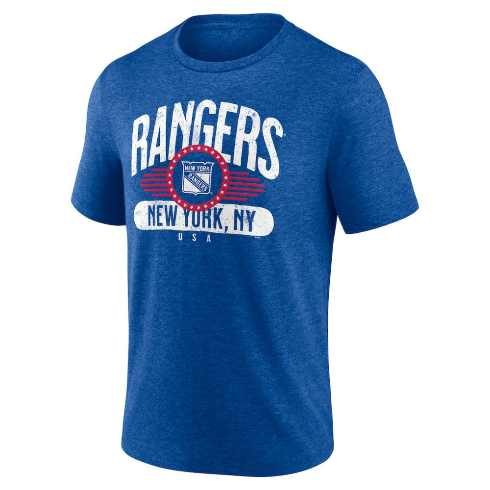 New York Rangers Badge of Honor Tri-Blend T-Shirt - Blue | US 4900427