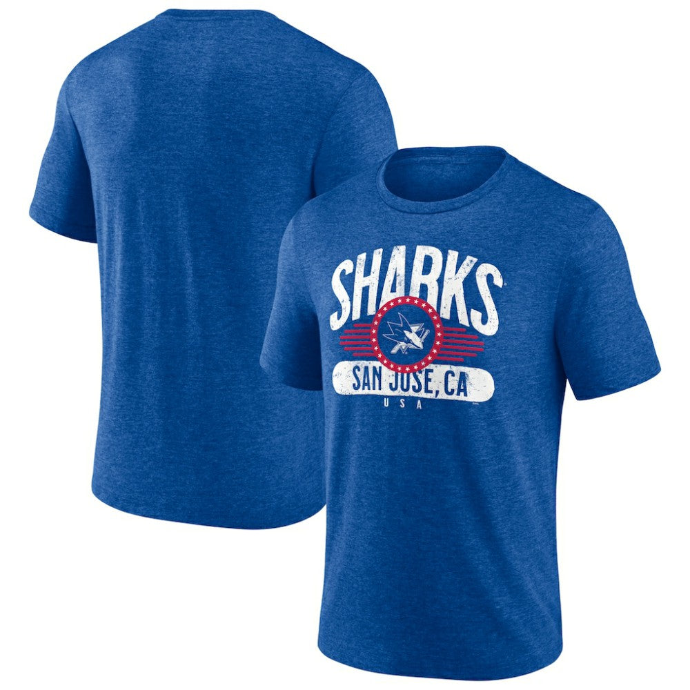 San Jose Sharks Badge of Honor Tri-Blend T-Shirt - Royal | US 4900431