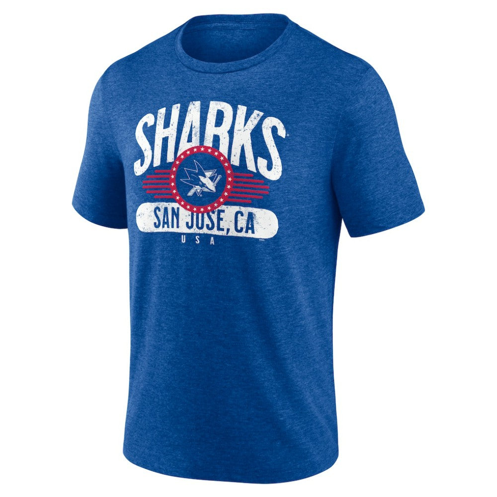 San Jose Sharks Badge of Honor Tri-Blend T-Shirt - Royal | US 4900431