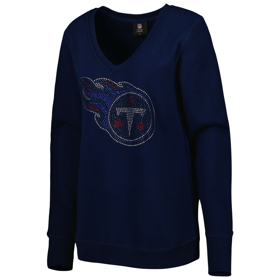 Tennessee Titans Cuce Women's Deep V-Neck Pullover Sweatshirt - Navy Pullover