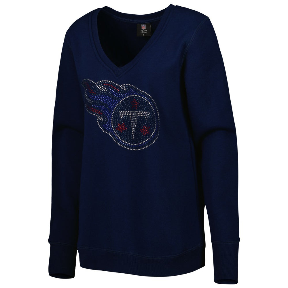 Tennessee Titans Cuce Women's Deep V-Neck Pullover Sweatshirt - Navy Pullover