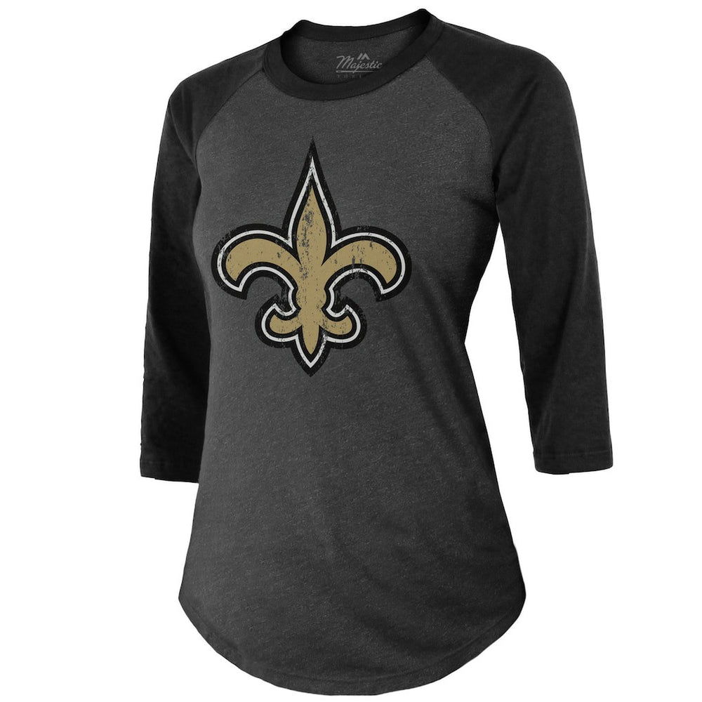 Tyrann Mathieu New Orleans Saints Majestic Threads Women's Name & Number Raglan 3/4 Sleeve T-Shirt - Black T-shirts