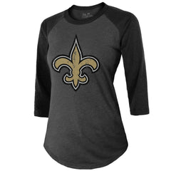 Tyrann Mathieu New Orleans Saints Majestic Threads Women's Name & Number Raglan 3/4 Sleeve T-Shirt - Black T-shirts