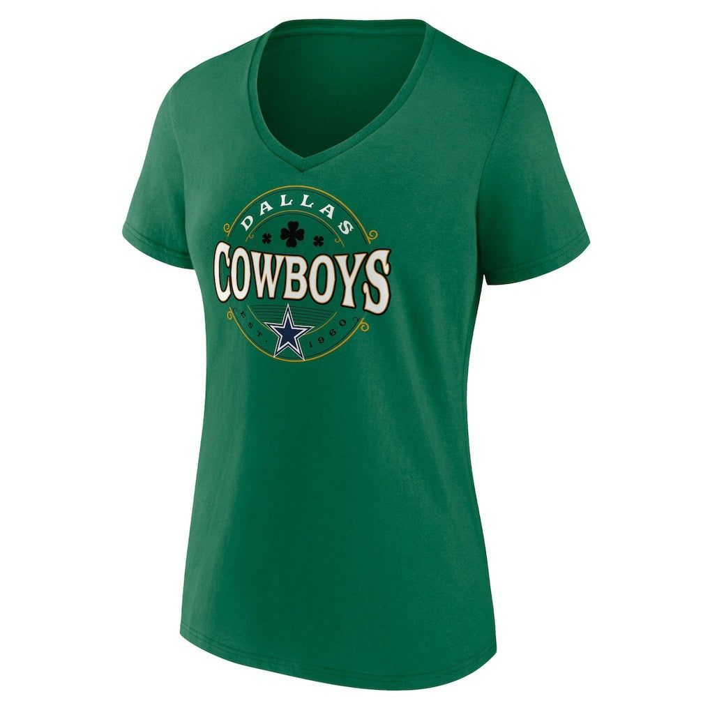 Dallas Cowboys Women's Lucky Celtic V-Neck T-Shirt - Green T-shirts