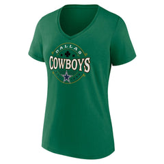 Dallas Cowboys Women's Lucky Celtic V-Neck T-Shirt - Green T-shirts