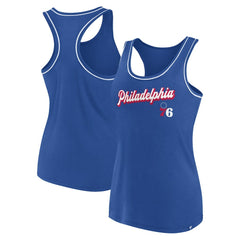 Philadelphia 76ers Women's Wordmark Logo Racerback Tank Top Royal - Fanatics