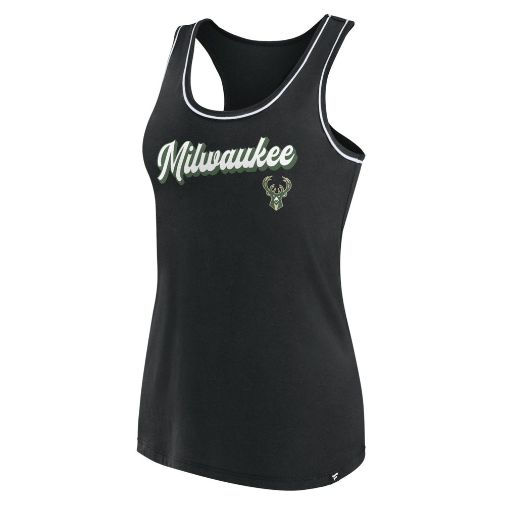 Milwaukee Bucks Women's Wordmark Logo Racerback Tank Top Black - Fanatics