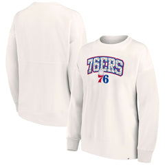 Philadelphia 76ers Women's Tonal Leopard Pullover Sweatshirt White - Fanatics