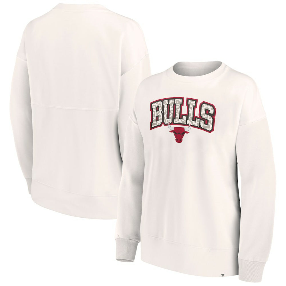 Chicago Bulls Women's Tonal Leopard Pullover Sweatshirt White - Fanatics