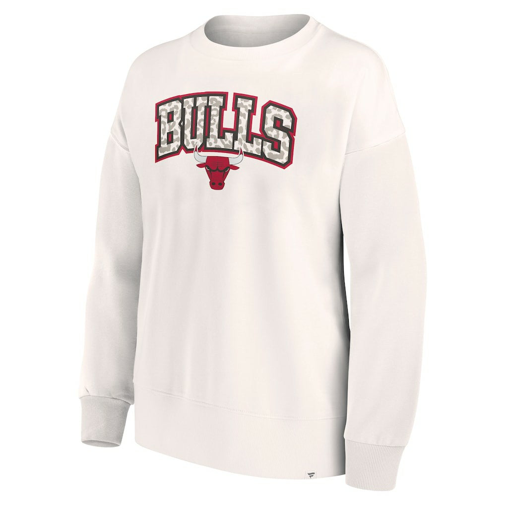 Chicago Bulls Women's Tonal Leopard Pullover Sweatshirt White - Fanatics