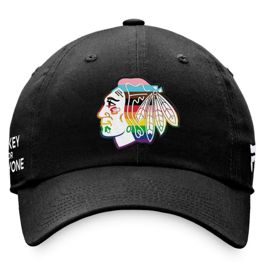 Chicago Blackhawks Fanatics Team Logo Pride Adjustable Hat - Black | US 4905358
