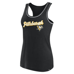 Pittsburgh Penguins Fanatics Women's Wordmark Logo Racerback Scoop Neck Tank Top - Black | US 4905401