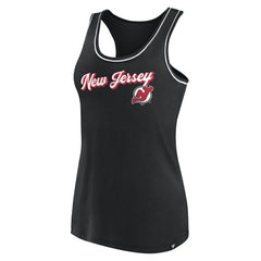 New Jersey Devils Fanatics Women's Wordmark Logo Racerback Scoop Neck Tank Top - Black | US 4905403