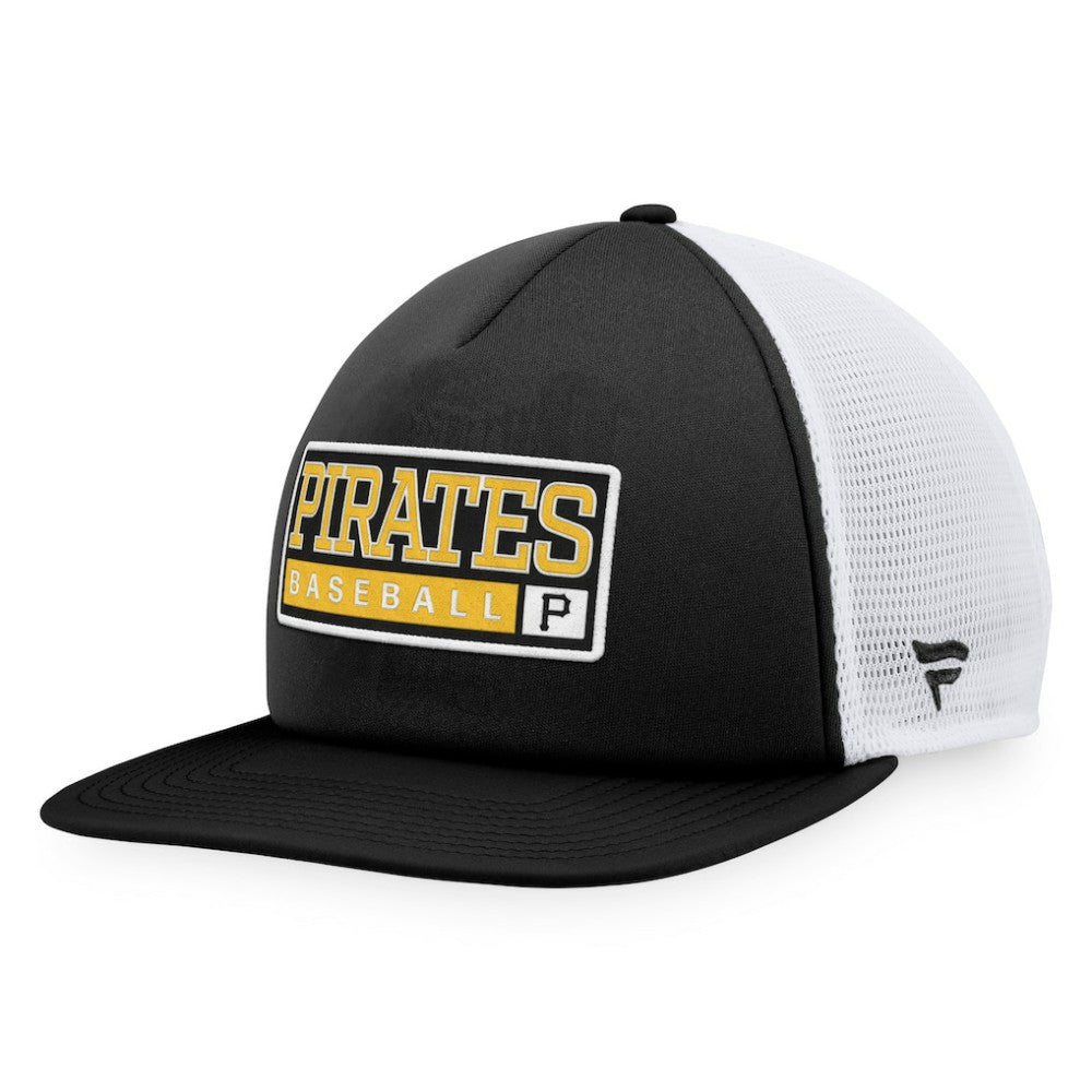 Pittsburgh Pirates Majestic Foam Trucker Snapback Hat - Black/White Hats