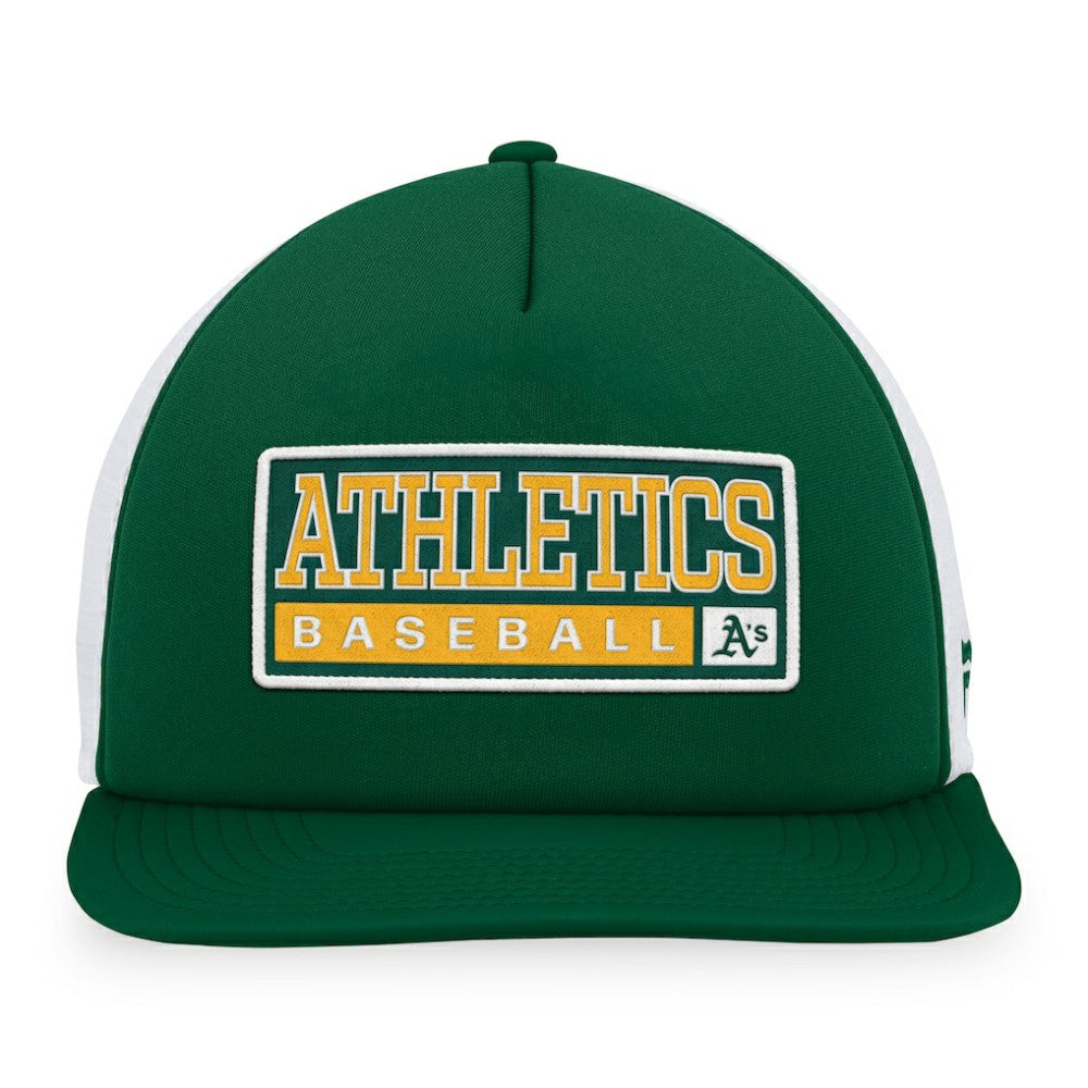 Athletics Majestic Foam Trucker Snapback Hat - Green/White Hats