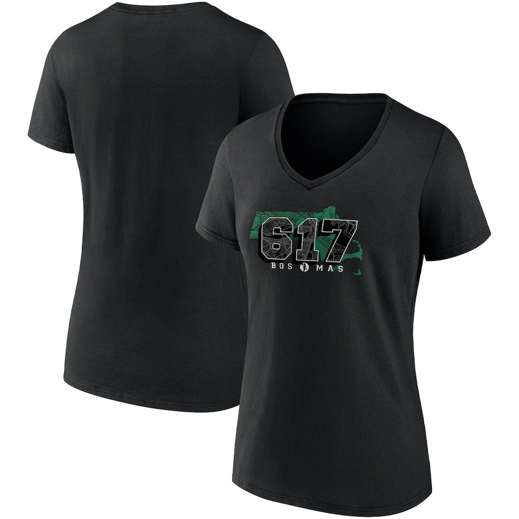 Boston Celtics Women's Hometown Collection 617 V-Neck T-Shirt Black - Fanatics