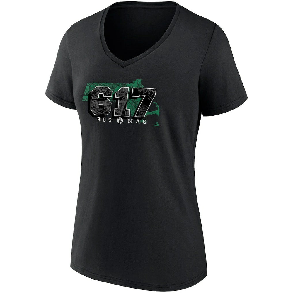 Boston Celtics Women's Hometown Collection 617 V-Neck T-Shirt Black - Fanatics