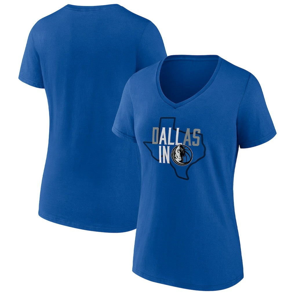 Dallas Mavericks Women's Hometown Collection All In V-Neck T-Shirt Blue - Fanatics