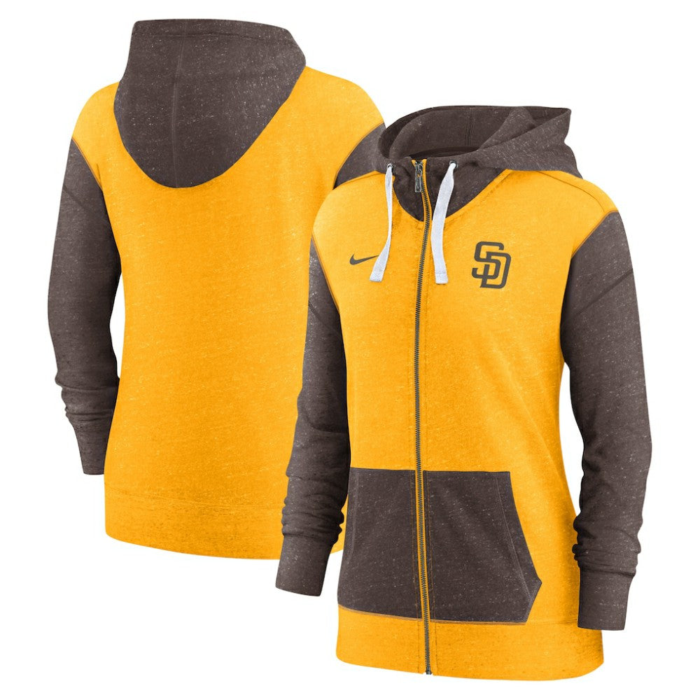 San Diego Padres Nike Women's Full-Zip Hoodie - Gold Hoodies