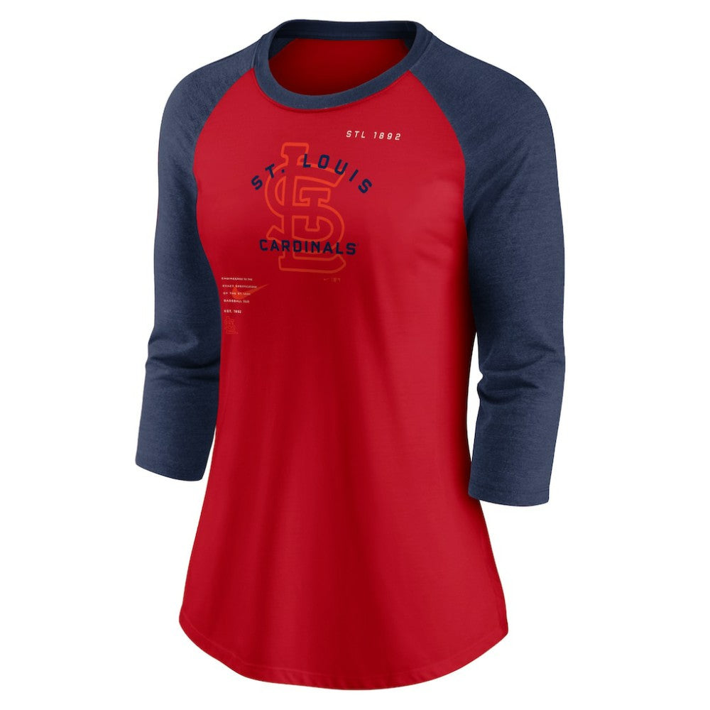 St. Louis Cardinals Nike Women's Next Up Tri-Blend Raglan 3/4-Sleeve T-Shirt - Red/Navy T-shirts