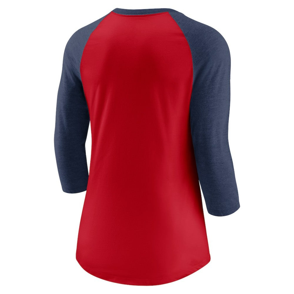 Washington Nationals Nike Women's Next Up Tri-Blend Raglan 3/4-Sleeve T-Shirt - Red/Navy T-shirts